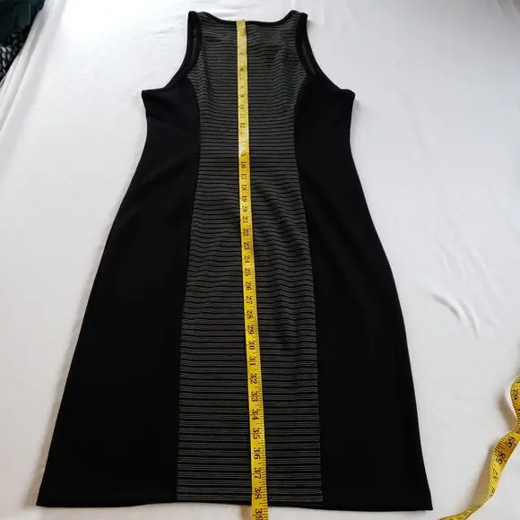 BB Dakota Dress Bodycon Womens Large Black Gray Striped Sleeveless Style BE25803 - Picture 3 of 11